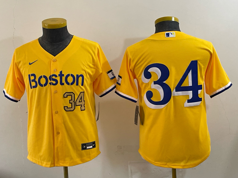Youth 2025 Boston Red Sox #34 Ortiz yellow Game Nike MLB Jersey 005->youth mlb jersey->Youth Jersey